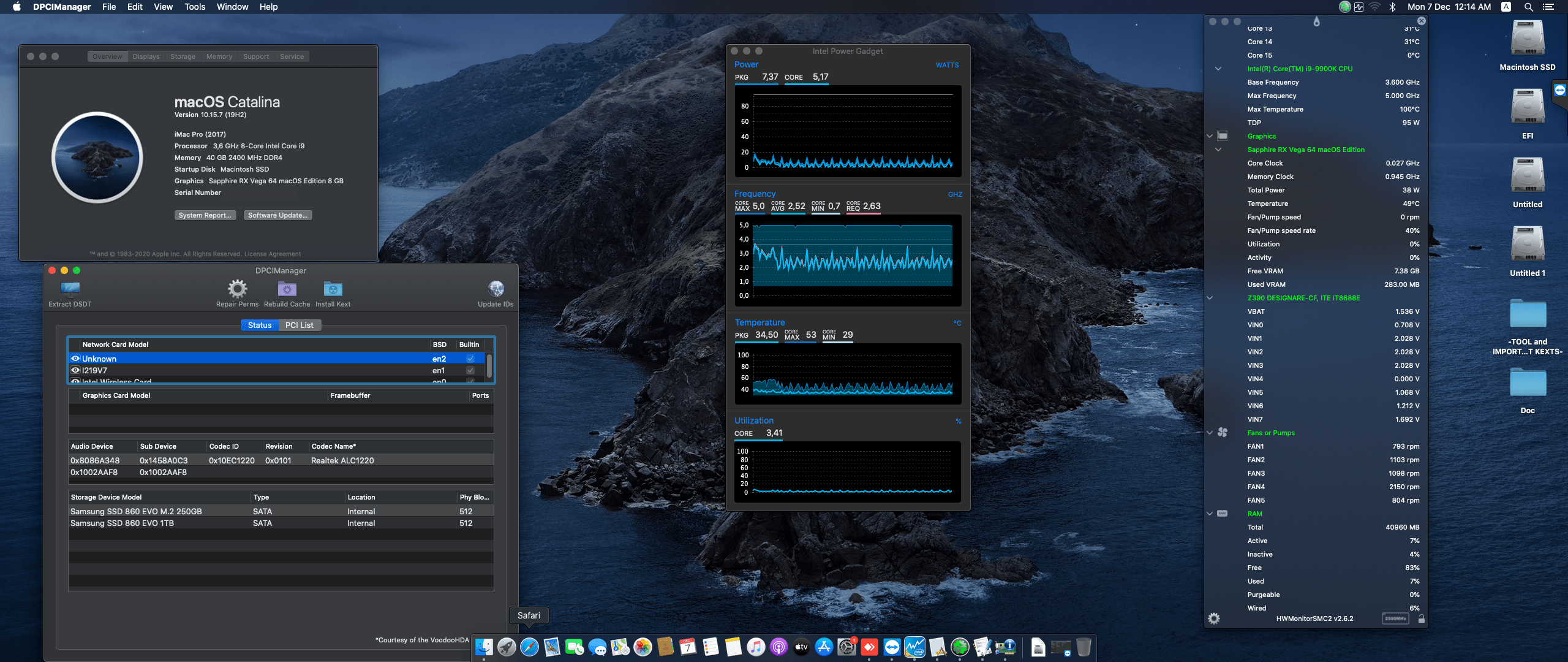 Success Hackintosh macOS Catalina 10.15.7 Build 19H2 in Gigabyte Z390 Designare + Intel Core i9 9900K + Sapphire Vega 64